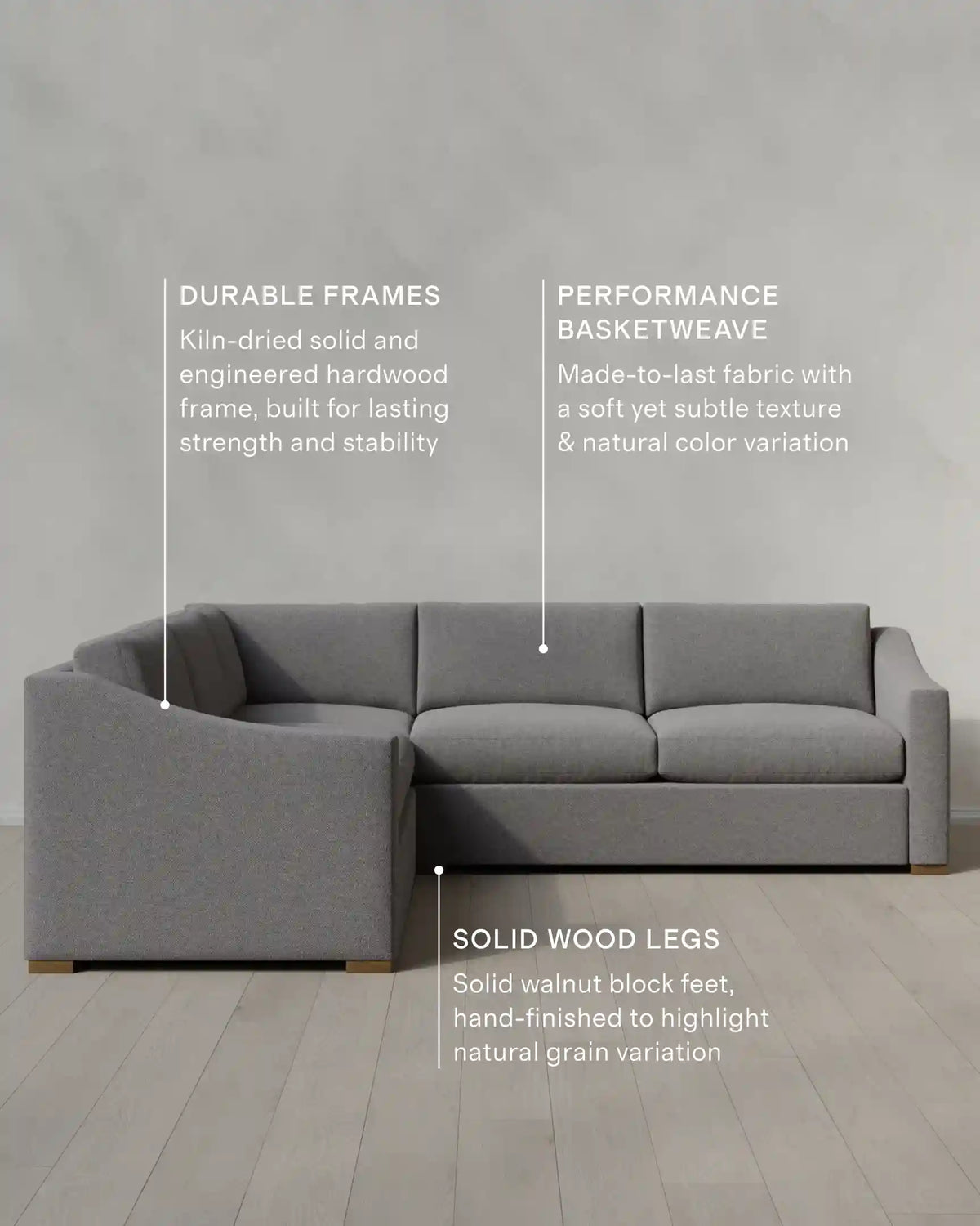 Hollis Slope Arm L Sectional in Performance Basketweave