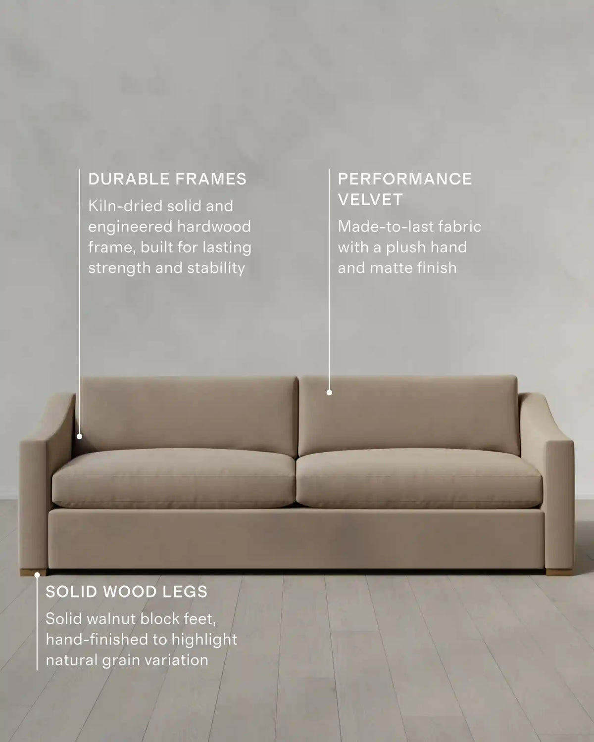 Hollis Slope Arm Sofa in Performance Velvet