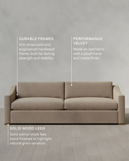 Hollis Slope Arm Sofa in Performance Velvet