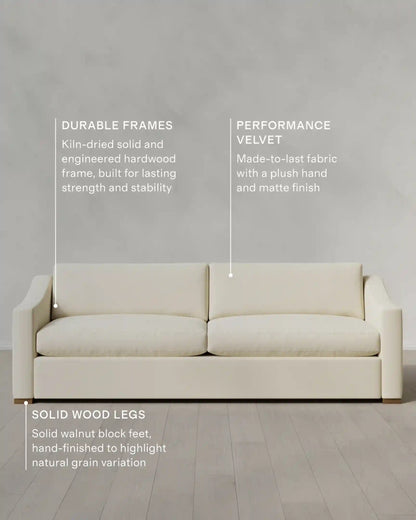 Hollis Slope Arm Sofa in Performance Velvet