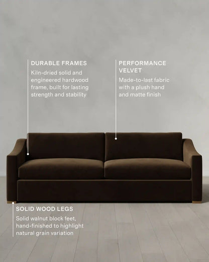 Hollis Slope Arm Sofa in Performance Velvet