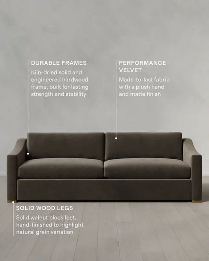 Hollis Slope Arm Sofa in Performance Velvet