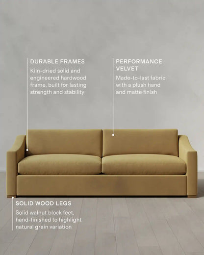 Hollis Slope Arm Sofa in Performance Velvet