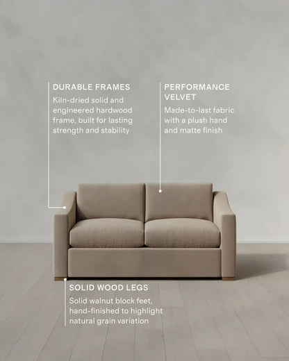 Hollis Slope Arm Sofa in Performance Velvet
