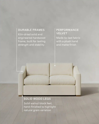 Hollis Slope Arm Sofa in Performance Velvet