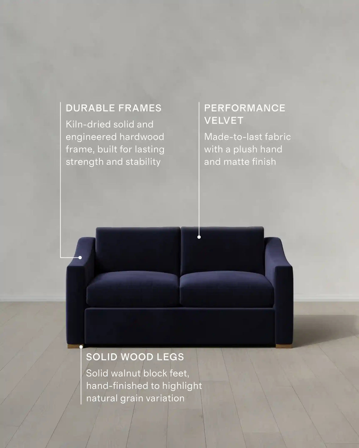 Hollis Slope Arm Sofa in Performance Velvet