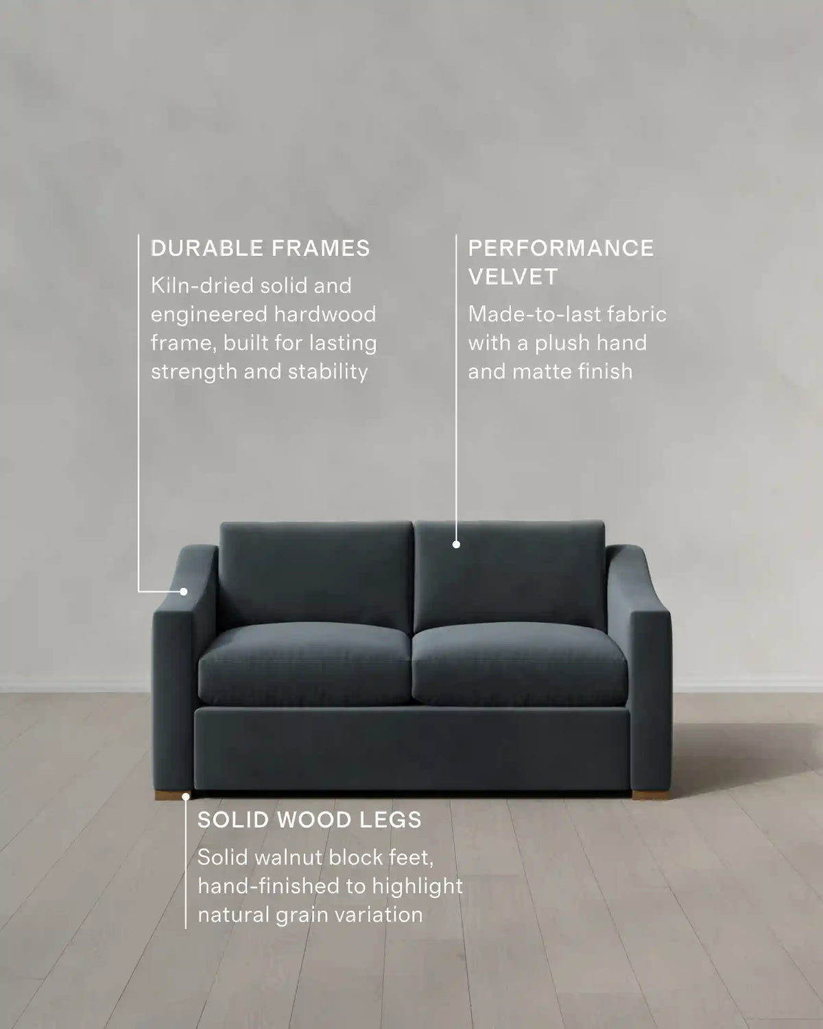 Hollis Slope Arm Sofa in Performance Velvet