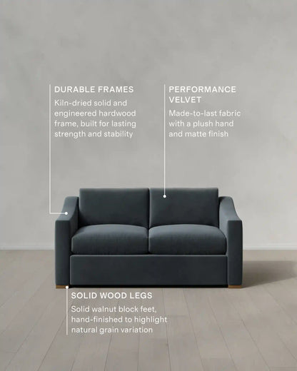 Hollis Slope Arm Sofa in Performance Velvet