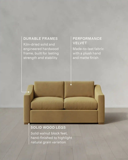Hollis Slope Arm Sofa in Performance Velvet