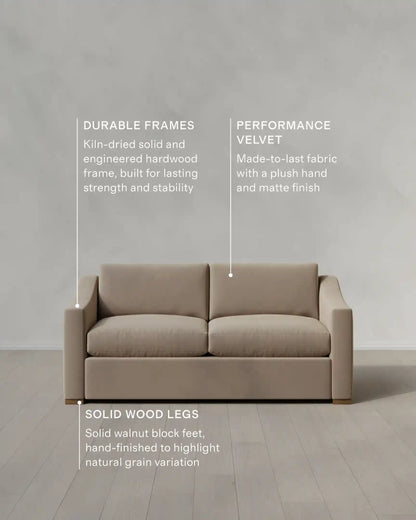 Hollis Slope Arm Sofa in Performance Velvet