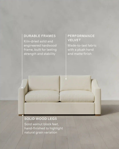Hollis Slope Arm Sofa in Performance Velvet