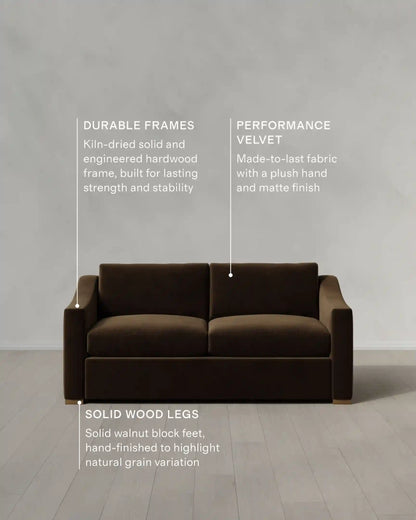 Hollis Slope Arm Sofa in Performance Velvet