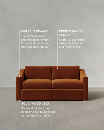 Hollis Slope Arm Sofa in Performance Velvet