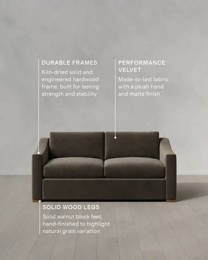 Hollis Slope Arm Sofa in Performance Velvet