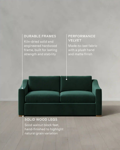 Hollis Slope Arm Sofa in Performance Velvet