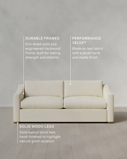 Hollis Slope Arm Sofa in Performance Velvet