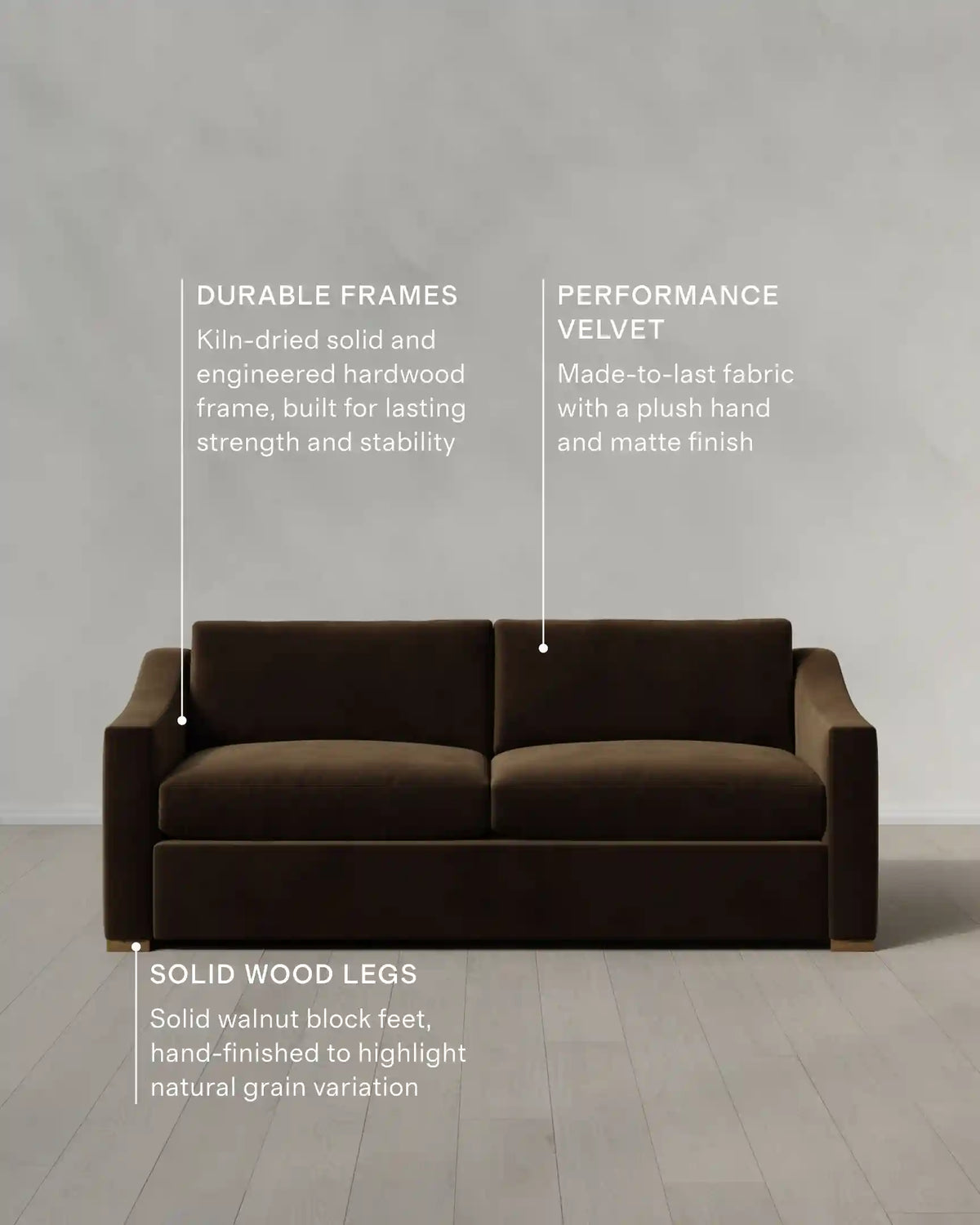Hollis Slope Arm Sofa in Performance Velvet