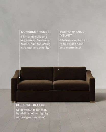 Hollis Slope Arm Sofa in Performance Velvet
