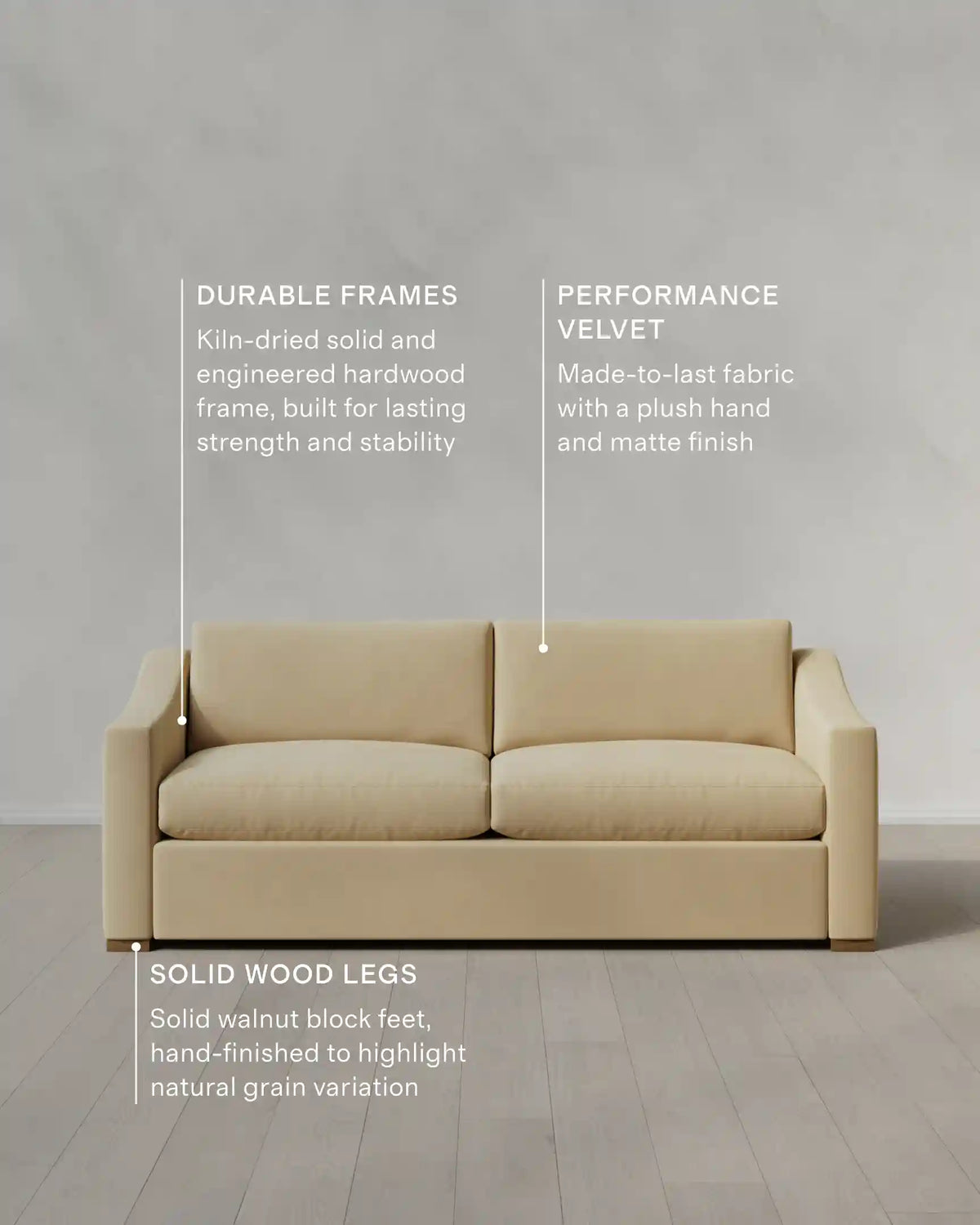 Hollis Slope Arm Sofa in Performance Velvet