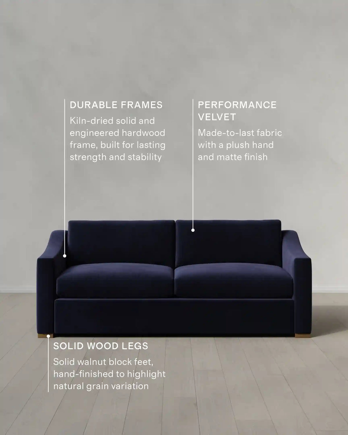 Hollis Slope Arm Sofa in Performance Velvet