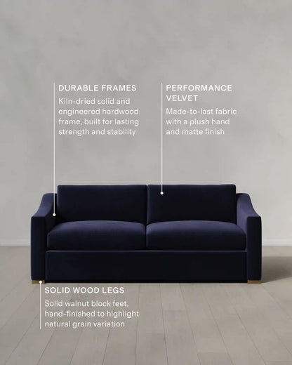 Hollis Slope Arm Sofa in Performance Velvet