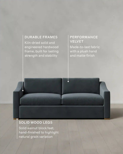 Hollis Slope Arm Sofa in Performance Velvet
