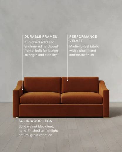 Hollis Slope Arm Sofa in Performance Velvet