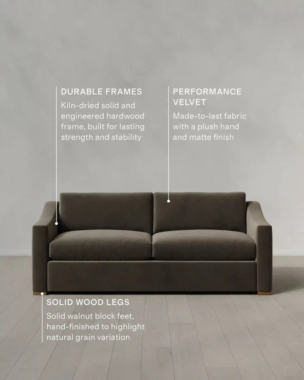 Hollis Slope Arm Sofa in Performance Velvet