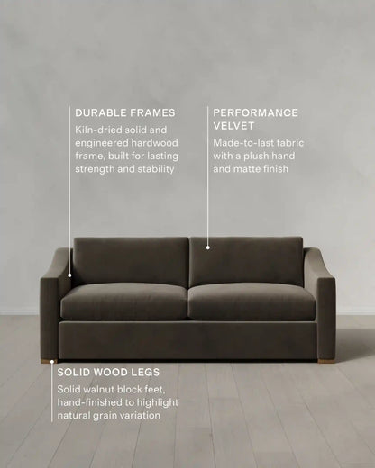 Hollis Slope Arm Sofa in Performance Velvet
