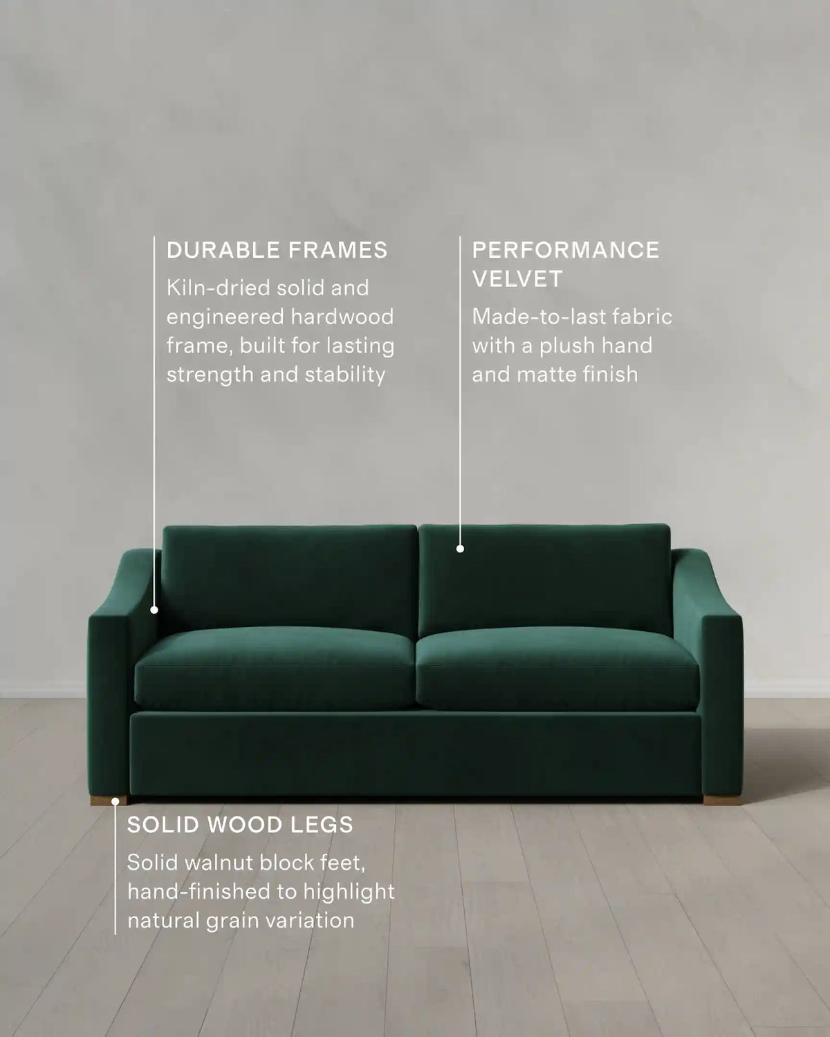 Hollis Slope Arm Sofa in Performance Velvet