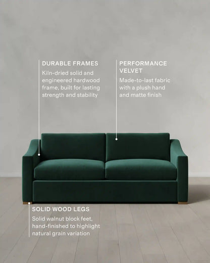 Hollis Slope Arm Sofa in Performance Velvet