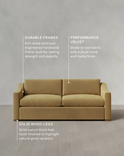 Hollis Slope Arm Sofa in Performance Velvet