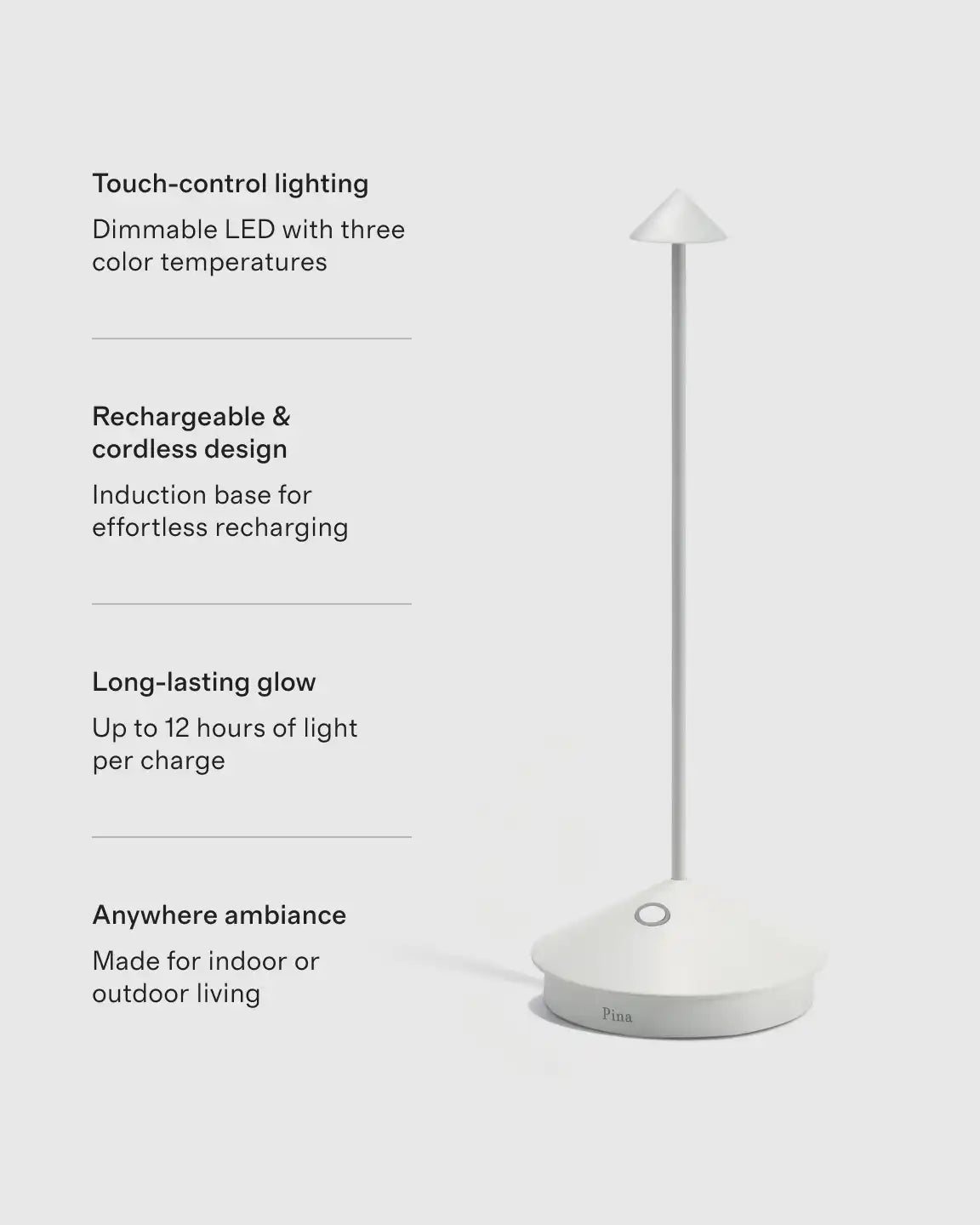 Pina Pro Rechargeable Table Lamp by Zafferano