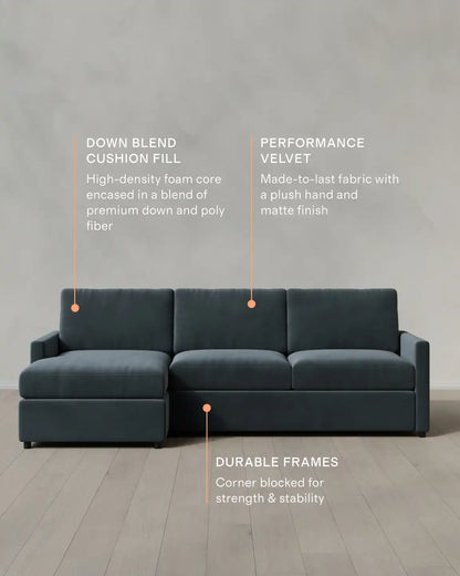 Brennan Chaise Sectional in Performance Velvet