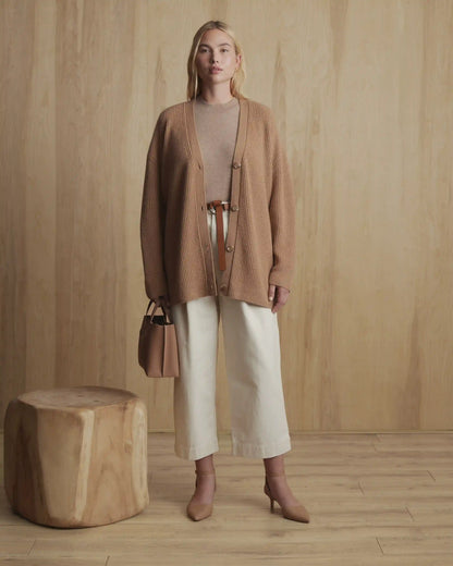 Mongolian Cashmere Oversized Boyfriend Cardigan Sweater
