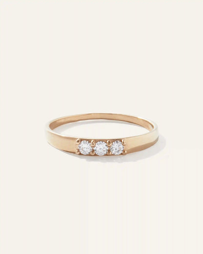 14K Gold Diamond Three Stone Tapered Band