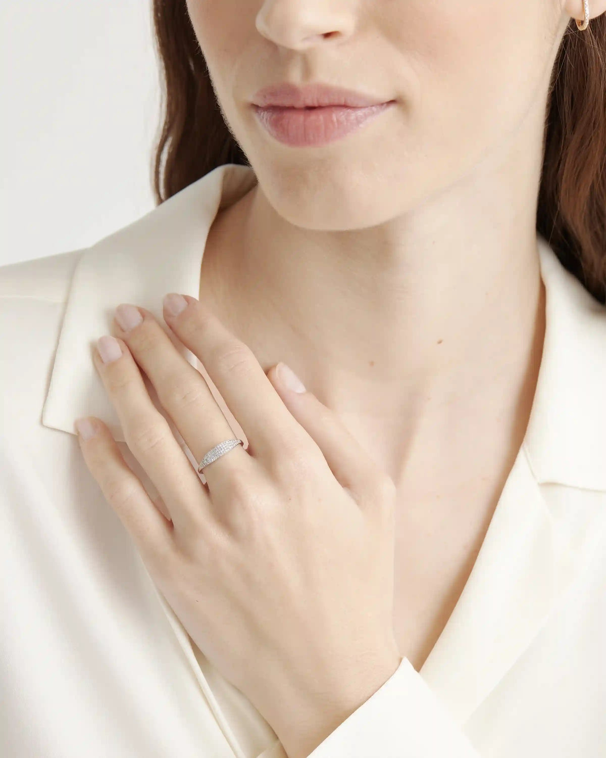14k Gold Pave Slim Signet Ring