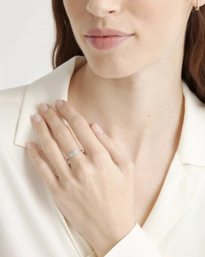 14k Gold Pave Slim Signet Ring