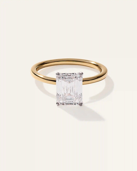 Lab Grown Diamond Emerald Comfort Fit Engagement Ring - 3ct