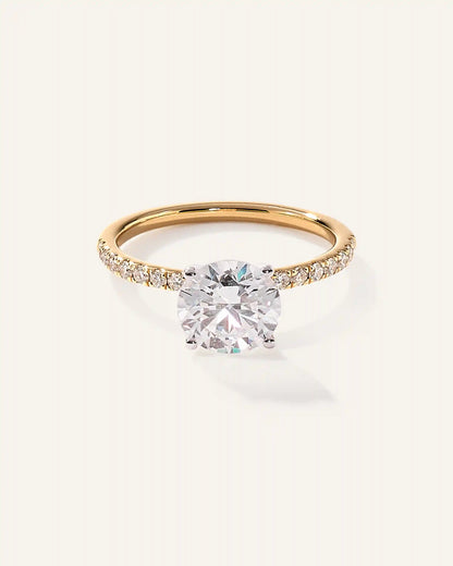 Lab Grown Diamond Round Petite Pave Engagement Ring - 2ct