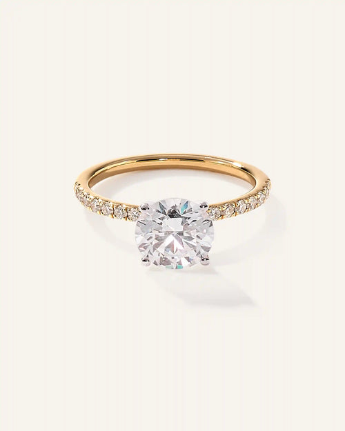 Lab Grown Diamond Round Petite Pave Engagement Ring - 2ct