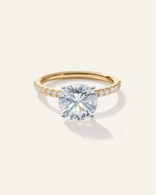 Lab Grown Diamond Round Petite Pave Engagement Ring - 3ct