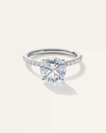 Lab Grown Diamond Round Petite Pave Engagement Ring - 3ct