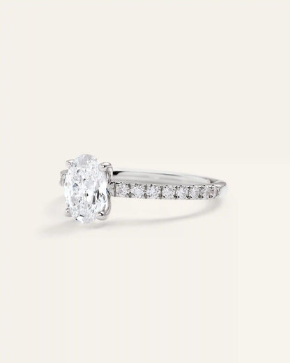 Lab Grown Diamond Oval Petite Pave Engagement Ring - 1ct