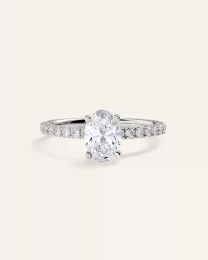 Lab Grown Diamond Oval Petite Pave Engagement Ring - 1ct