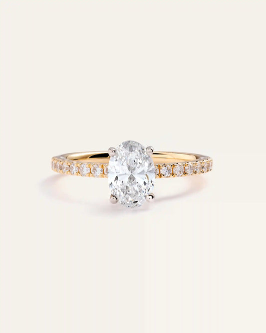 Lab Grown Diamond Oval Petite Pave Engagement Ring - 1ct