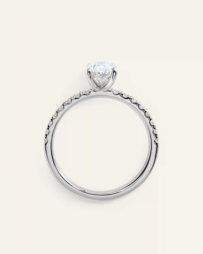Lab Grown Diamond Oval Petite Pave Engagement Ring - 1ct