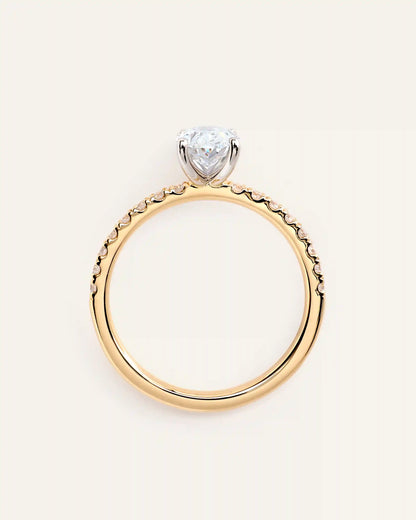 Lab Grown Diamond Oval Petite Pave Engagement Ring - 1ct