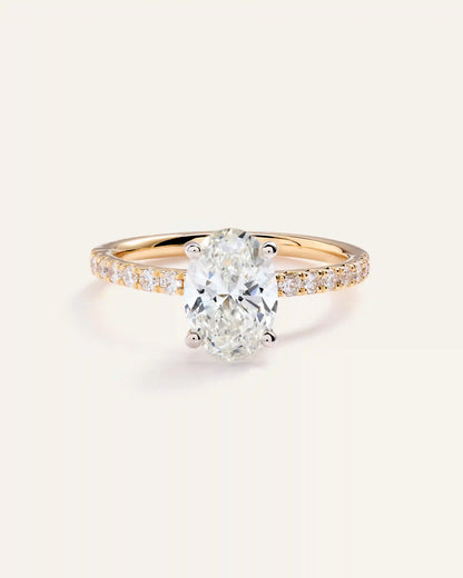 Lab Grown Diamond Oval Petite Pave Engagement Ring - 1.50ct