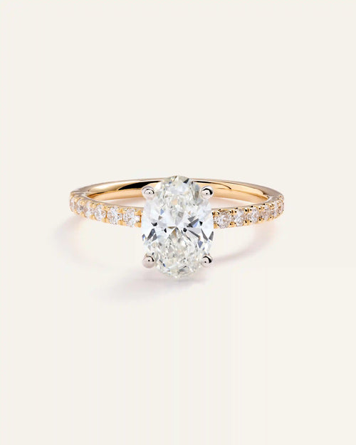 Lab Grown Diamond Oval Petite Pave Engagement Ring - 1.50ct